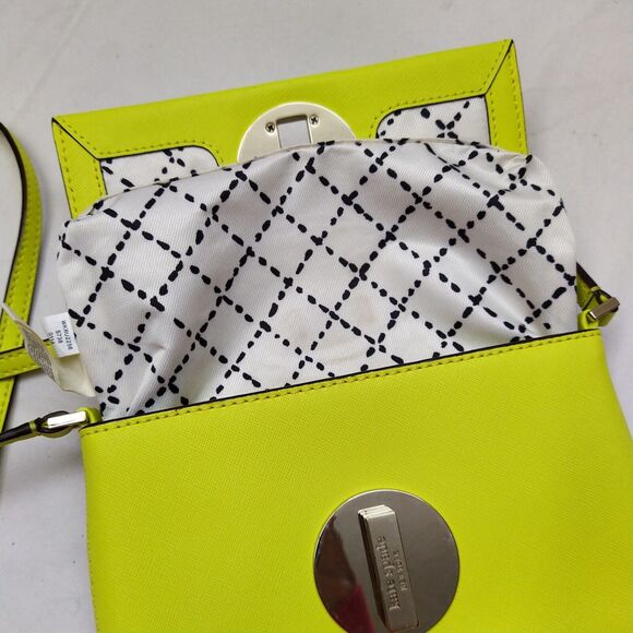 Kate Spade New York Highlighter Yellow Leather Turnlock Crossbody Bag - Picture 13 of 16